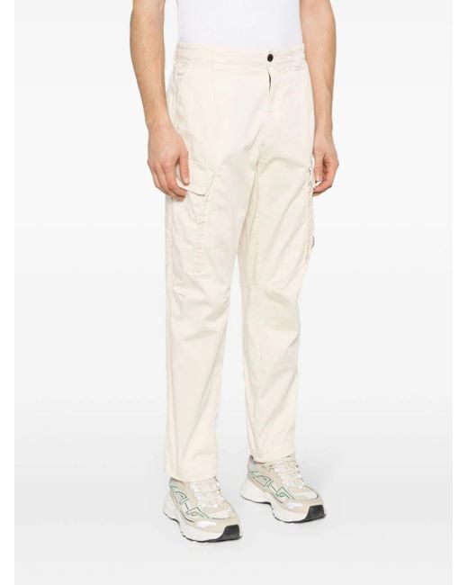 C P Company White Stretch-cotton Tapered Cargo Trousers for men