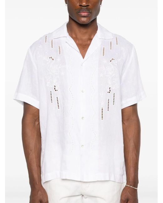 P.A.R.O.S.H. White Embroidered-design Linen Shirt