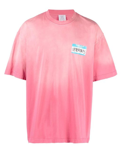 Vetements Pink My Name Is Cotton T-shirt for men