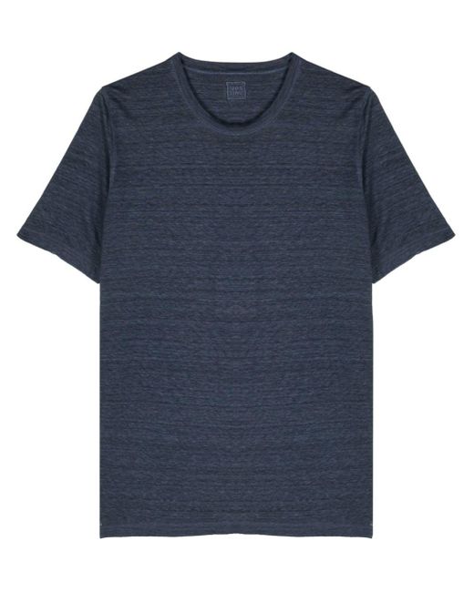 120% Lino Blue Linen Crew Neck T-shirt for men