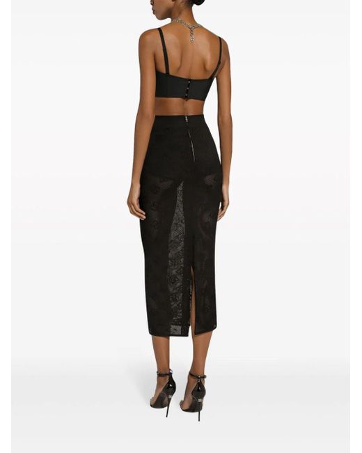 Dolce & Gabbana Black Dg Jacquard Midi Skirt