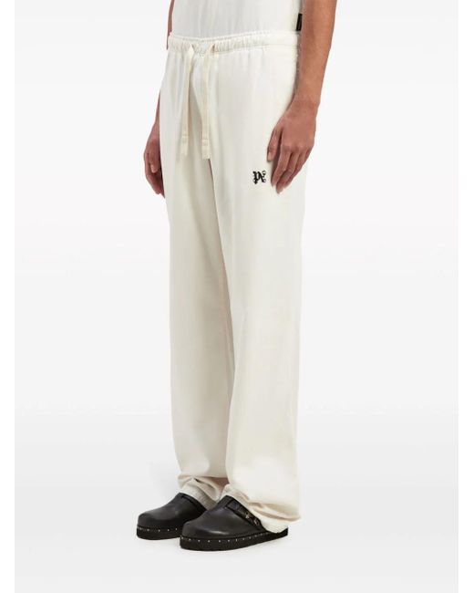 Palm Angels White Drawstring Cotton Trousers for men