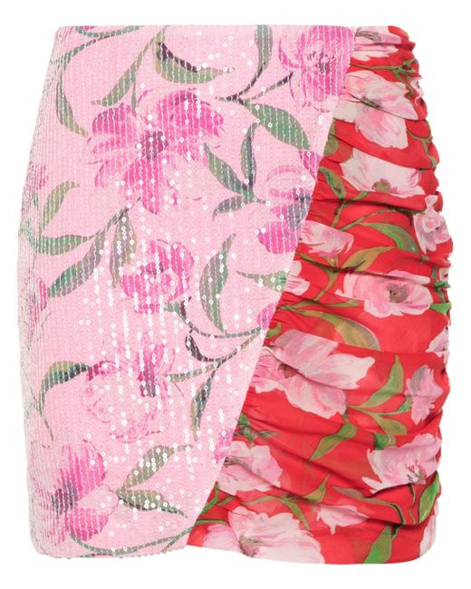 ROTATE BIRGER CHRISTENSEN Pink Sequin-embellished Skirt