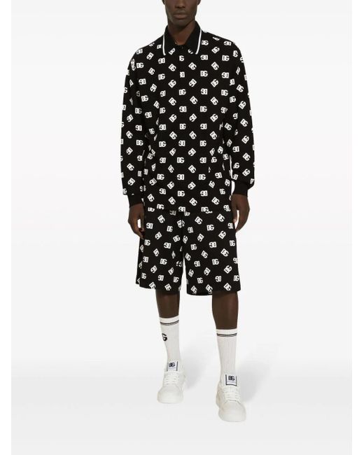 Dolce & Gabbana Black Dg-print Cotton Track Shorts - Men's - Cotton/elastane for men
