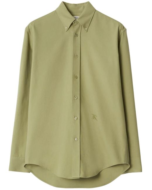 Burberry Green Cotton Oxford Shirt for men