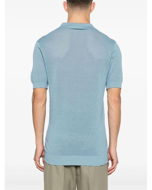 Jake open-knit polo shirt di Tagliatore in Blue da Uomo