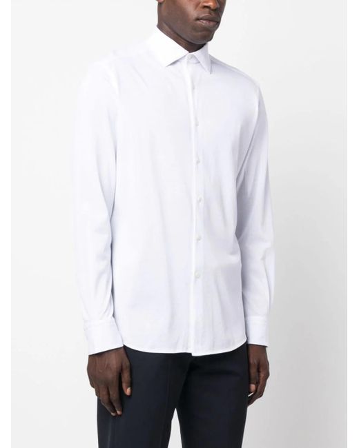 Zegna White Long-sleeve Cotton Shirt for men