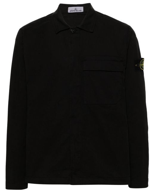 Stone Island Black Overshirt In Cotone for men