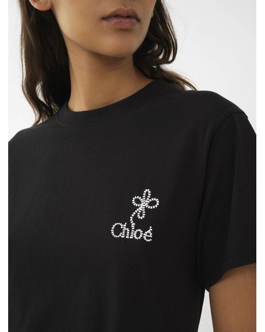 T-shirt ricamata di Chloé in Black