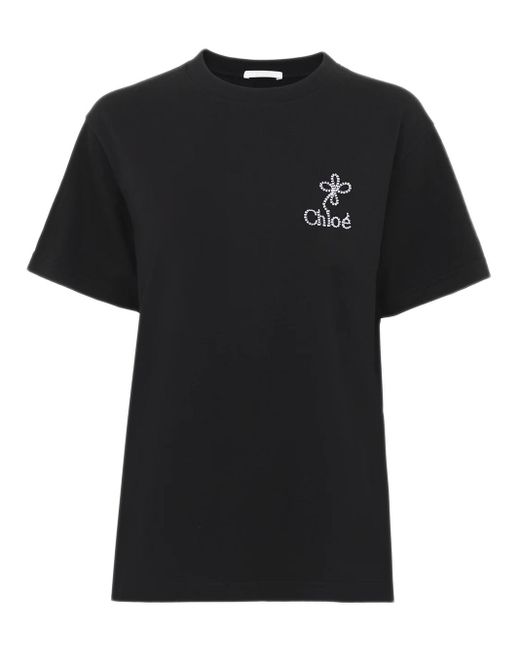 T-shirt ricamata di Chloé in Black