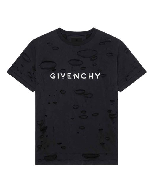 Givenchy Black Archetype Oversized T-shirt With Destroyed Effect for men