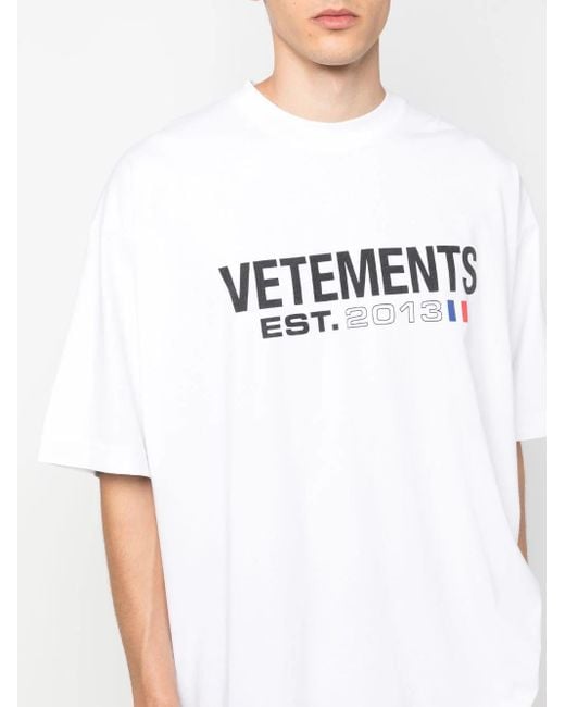 Vetements White Logo-print Cotton T-shirt for men