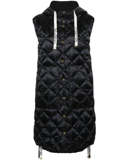 Max Mara Black The Cube Hooded Grosgrain-trimmed Quilted Shell Down Vest