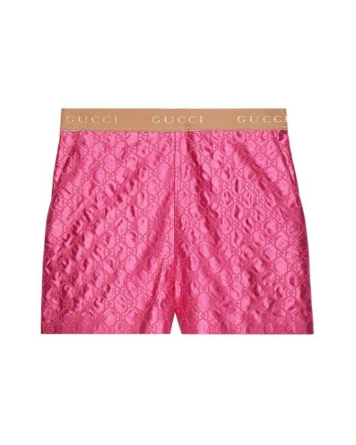 Gucci Pink Silk Embroidered Shorts