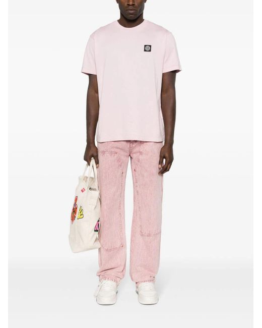 Stone Island Pink Cotton Jersey T-Shirt for men
