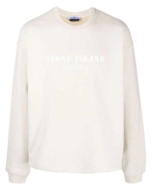 Stone Island White Logo-print Sweatshirt for men
