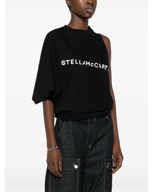 Stella McCartney Black Asymmetric Sleeves T-Shirt