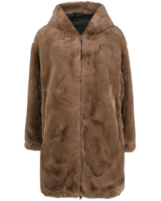 Moose Knuckles Brown Faux-fur Hooded Coat
