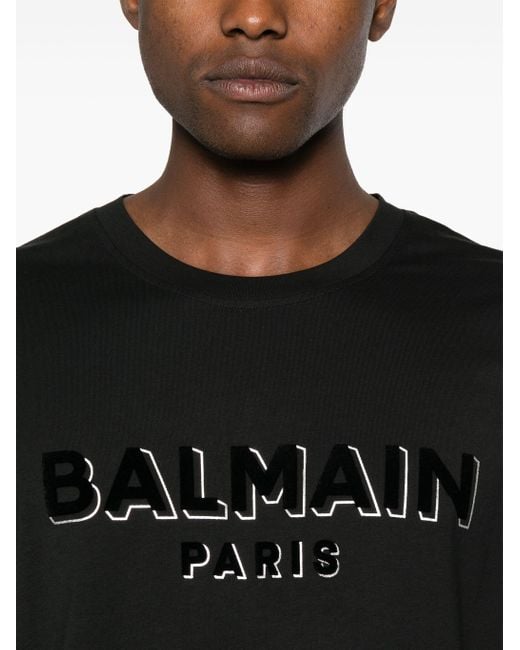 Balmain Black T-shirt Ampia Con Logo for men