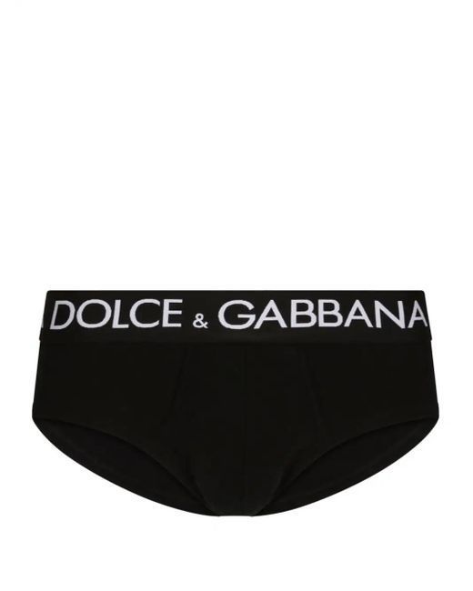 Dolce & Gabbana Black Logo-print Cotton Briefs (set Of Two) for men