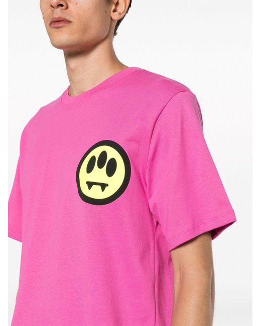 T-shirt con stampa smiley di Barrow in Pink da Uomo