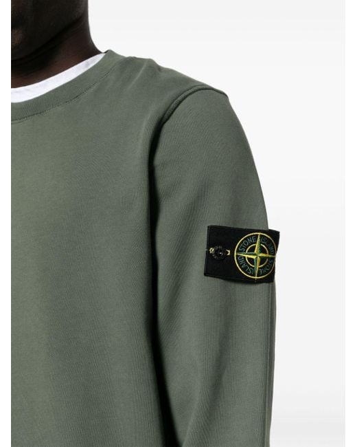 Stone Island Gray Logo-appliqué Cotton Sweatshirt