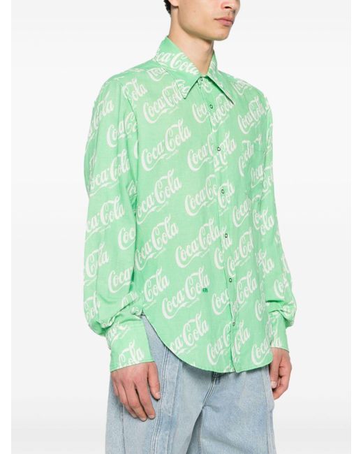 Camicia con stampa coca-cola di ERL in Green da Uomo