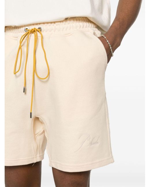 Rhude Natural Logo-embroidered Piqué Shorts for men