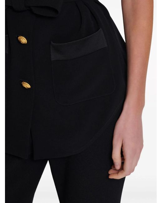 Balmain Black Short-Sleeved Crepe Shirt For