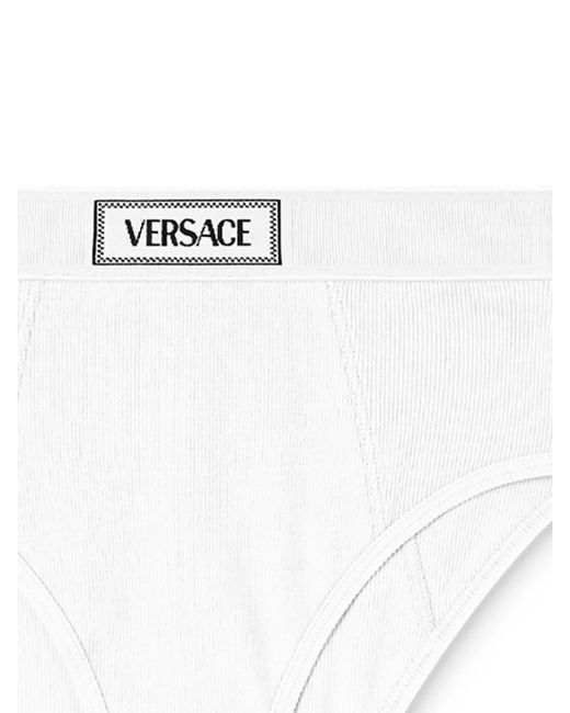 Slip con banda logo di Versace in White