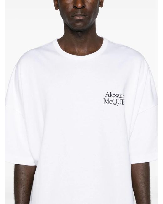 Alexander McQueen White T-shirt Con Logo Oversize for men