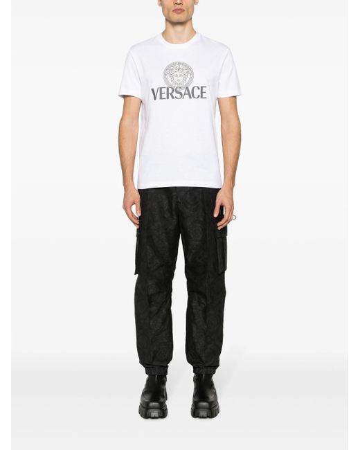 Versace White T-Shirt With Medusa Head Print for men