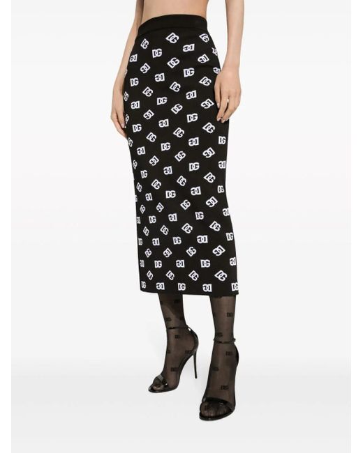Dolce & Gabbana Black Knit Monogram Skirt