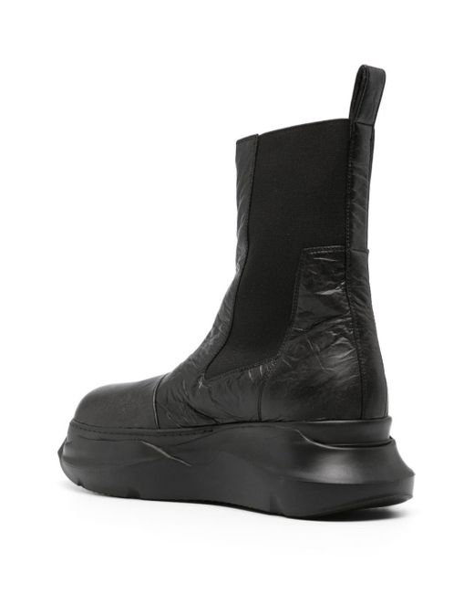 Rick Owens Black Beatle Abstract Crinkled-leather Boots for men