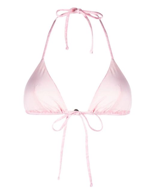 Versace Pink Barocco Print Triangle Bikini Top