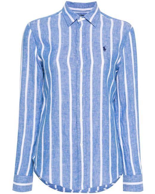 Polo Ralph Lauren Blue Striped Linen Shirt
