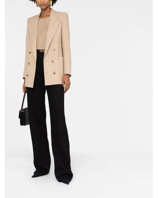 Saint Laurent Natural Double-breasted Wool Blazer
