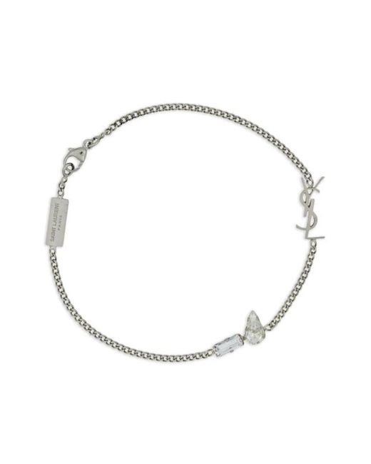 Saint Laurent White Gemstone Bracelet for men