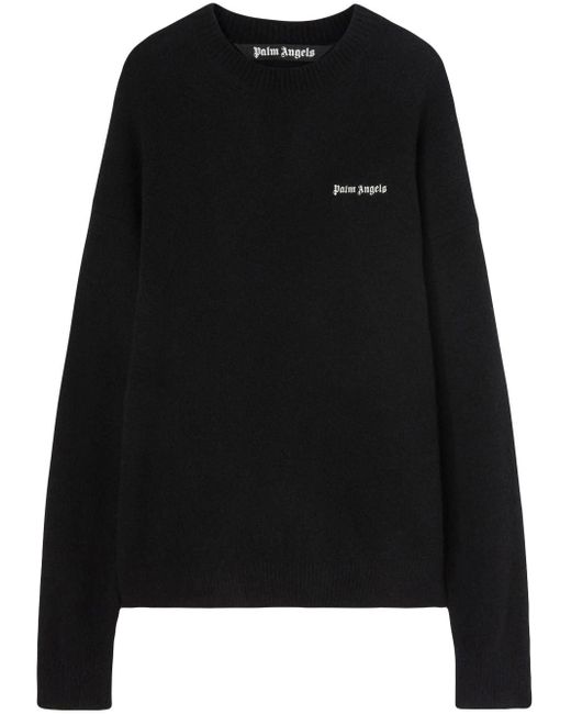 Palm Angels Black Basic Logo Sweater for men