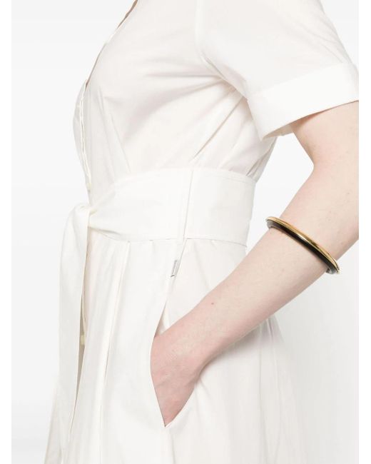 Woolrich White Belted Poplin Shirt Dress