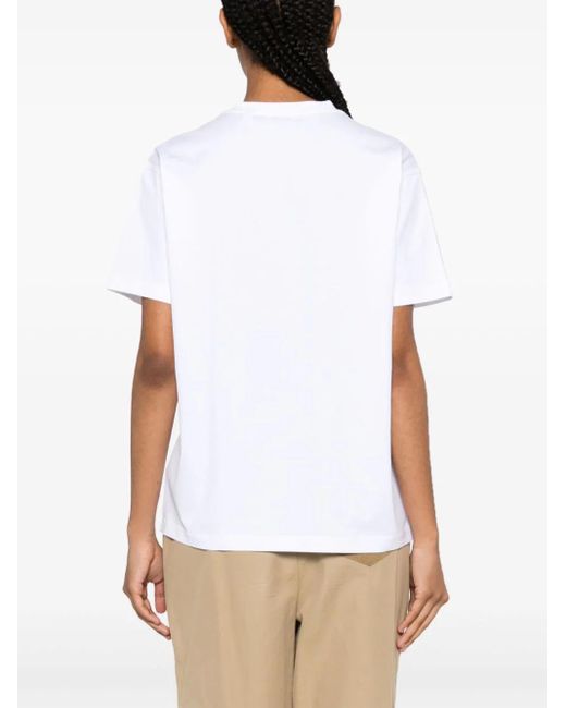 Burberry White T-shirt In Cotone Con Tasca Check