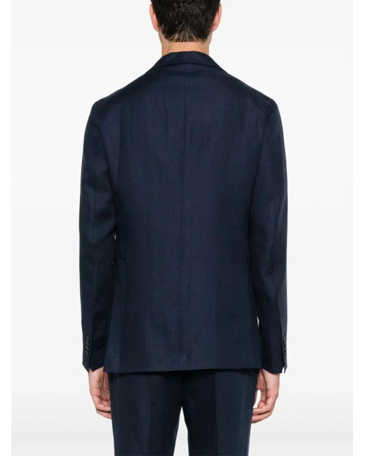Tagliatore Blue Linen Single-breasted Suit for men