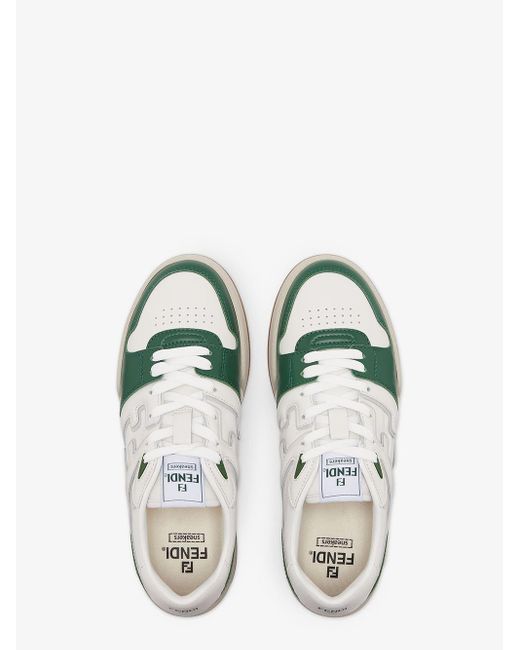 Fendi Green Match Leather Sneaker for men