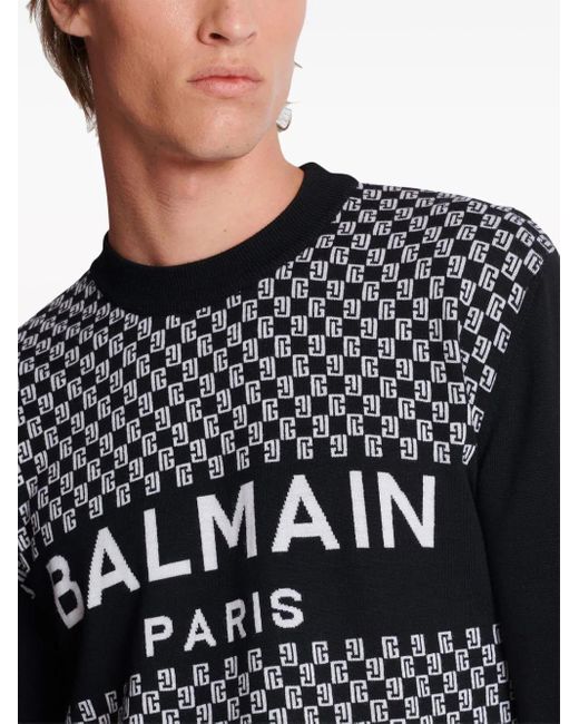 Maglione con logo di Balmain in Black da Uomo