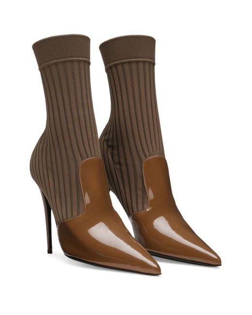 Dolce & Gabbana Brown Sock Ankle Boots