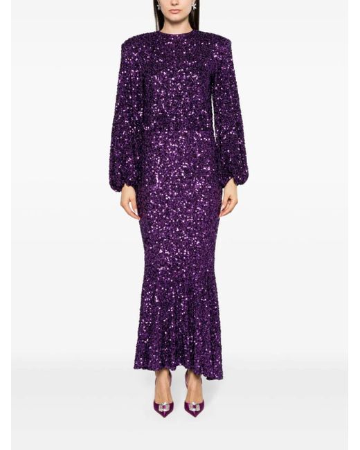 ROTATE BIRGER CHRISTENSEN Purple Sequinned-tulle Maxi Dress