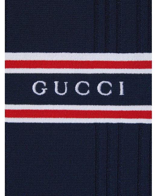 Polo in viscosa stretch di Gucci in Blue