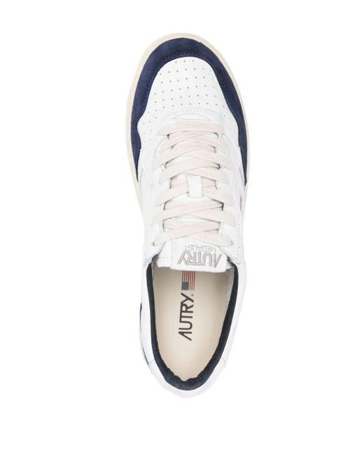 Autry Medalist Low Sneakers In Blue Suede And White Leather for men