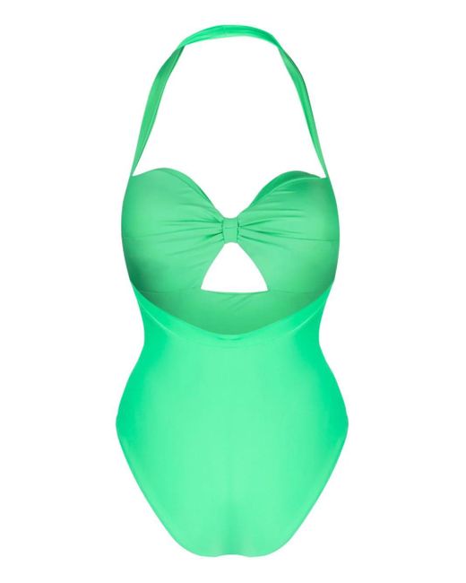 Self-Portrait Green Twisted Cut-out Swimsuit