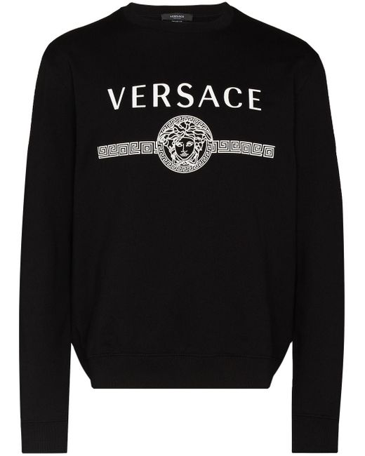 Versace Black "medusa" Logo Crewneck Sweater for men